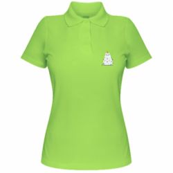 Женское поло Cat and Christmas Lights - PrintSalon