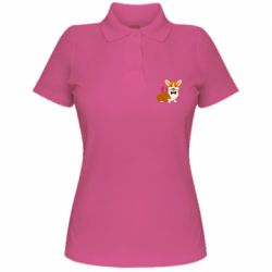 Женское поло Corgi With A Rose - PrintSalon