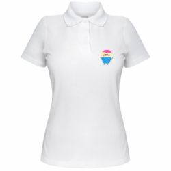 Женское поло Funny cupcake with smile - PrintSalon