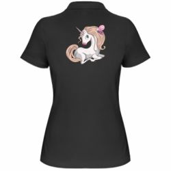 Женское поло Unicorn with bow tie - PrintSalon