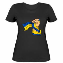 Женская футболка Рука с украинским флагом - PrintSalon