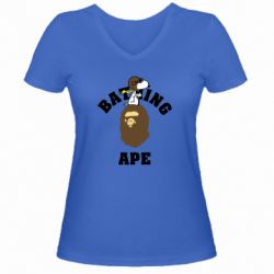 Женская футболка с V-образным вырезом A bathing ape peanuts - PrintSalon