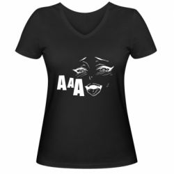 Жіноча футболка з V-подібним вирізом AAA-hegao - PrintSalon