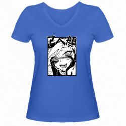 Женская футболка с V-образным вырезом Ahegao Girl - PrintSalon
