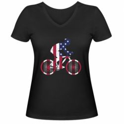 Женская футболка с V-образным вырезом American cyclist - PrintSalon
