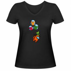 Женская футболка с V-образным вырезом Among Balloons - PrintSalon
