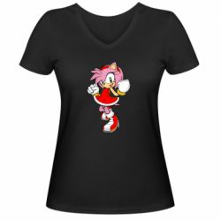 Жіноча футболка з V-подібним вирізом Amy Rose with smile - PrintSalon