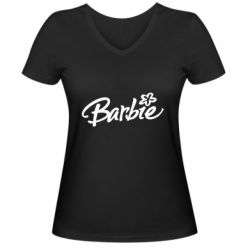 Женская футболка с V-образным вырезом Barbie Logo - PrintSalon