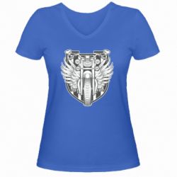 Женская футболка с V-образным вырезом Bike Shield Art - PrintSalon