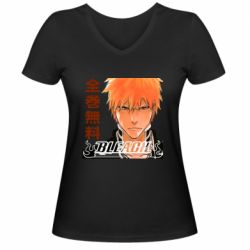 Женская футболка с V-образным вырезом Bleach Ichigo Art - PrintSalon