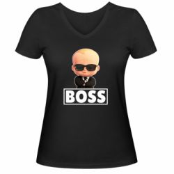 Женская футболка с V-образным вырезом Boss Baby - PrintSalon