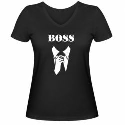 Женская футболка с V-образным вырезом Boss Costume - PrintSalon