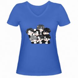 Жіноча футболка з V-подібним вирізом BTS Cute Art - PrintSalon