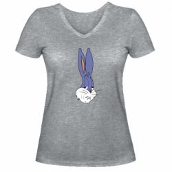 Женская футболка с V-образным вырезом Bugs Bunny Meme Face - PrintSalon