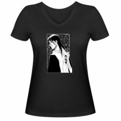 Женская футболка с V-образным вырезом Бьякуя Кучики - PrintSalon