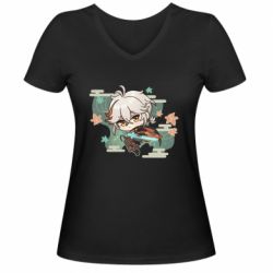 Женская футболка с V-образным вырезом Chibi Kazuha - PrintSalon