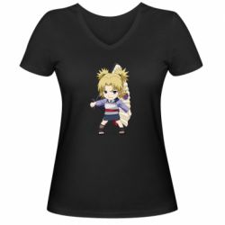 Женская футболка с V-образным вырезом Chibi Nara Temari - PrintSalon