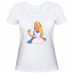 Женская футболка с V-образным вырезом Chinerella Pizza - PrintSalon