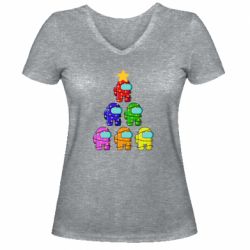 Жіноча футболка з V-подібним вирізом Christmas Tree Among Us - PrintSalon
