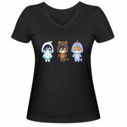 Жіноча футболка з V-подібним вирізом Чжун, Венті і Тортик - PrintSalon