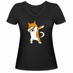 Женская футболка с V-образным вырезом Cool Hachiko - PrintSalon