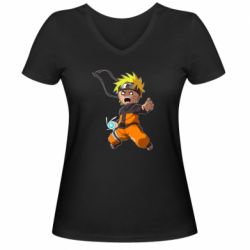 Женская футболка с V-образным вырезом Crazy Naruto - PrintSalon
