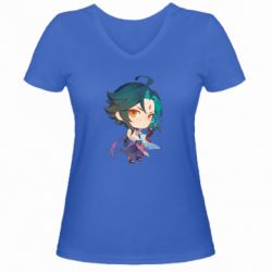 Женская футболка с V-образным вырезом Cute Chibi Xiao - PrintSalon