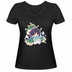 Женская футболка с V-образным вырезом Cute Venti - PrintSalon