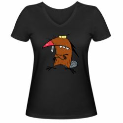 Женская футболка с V-образным вырезом Daggett Beaver - PrintSalon