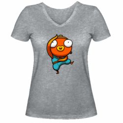 Женская футболка с V-образным вырезом Dancing Fishstick - PrintSalon