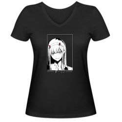 Жіноча футболка з V-подібним вирізом Darling in the franxx. - PrintSalon