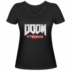 Жіноча футболка з V-подібним вирізом Doom Eternal logo - PrintSalon