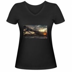 Жіноча футболка з V-подібним вирізом Дракон арт - PrintSalon
