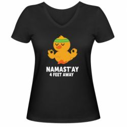 Женская футболка с V-образным вырезом Duck Namast'ay Away - PrintSalon