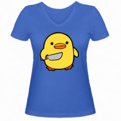 Жіноча футболка з V-подібним вирізом Duckling With A Knife - PrintSalon
