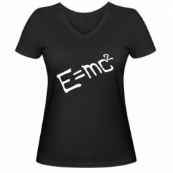 Женская футболка с V-образным вырезом E=mc2 - PrintSalon