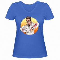 Женская футболка с V-образным вырезом Эдисон: Мамина Перловка - PrintSalon