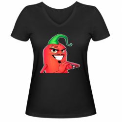 Женская футболка с V-образным вырезом Эдисон Перец - PrintSalon