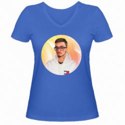 Женская футболка с V-образным вырезом Edison Portrait - PrintSalon
