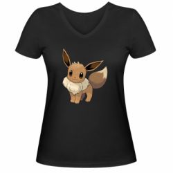Женская футболка с V-образным вырезом Eevee art - PrintSalon
