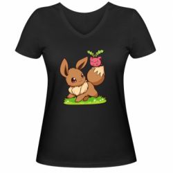 Жіноча футболка з V-подібним вирізом Eevee with Hoppip - PrintSalon