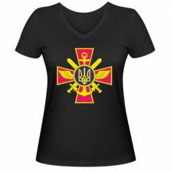Женская футболка с V-образным вырезом Эмблема ВСУ - PrintSalon