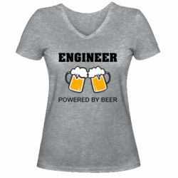 Женская футболка с V-образным вырезом Engineer Powered By Beer - PrintSalon