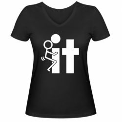 Женская футболка с V-образным вырезом F*ck with IT - PrintSalon