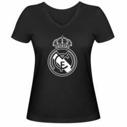 Женская футболка с V-образным вырезом FC Real Madrid - PrintSalon