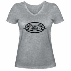 Женская футболка с V-образным вырезом Fire ford - PrintSalon