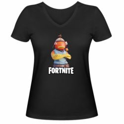 Женская футболка с V-образным вырезом Fishstick Fortnite - PrintSalon