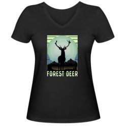 Женская футболка с V-образным вырезом Forest deer - PrintSalon