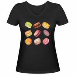 Женская футболка с V-образным вырезом Французский макарун - PrintSalon