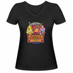 Женская футболка с V-образным вырезом Freddy Pizza - PrintSalon